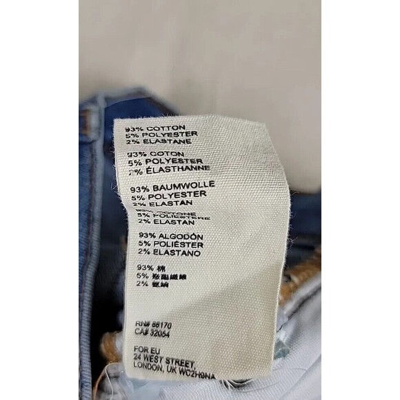 We The Free Jeans Womens 28x26 Crop Distressed Blue Mid Rise Frayed Stretch Boho - Picture 13 of 14